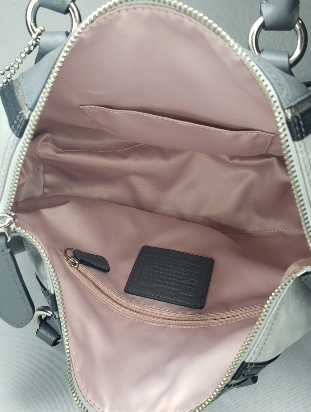 Coach Ashley Gray Leather Satchel Bag - Two-Tone Gray - Picture 10 of 16